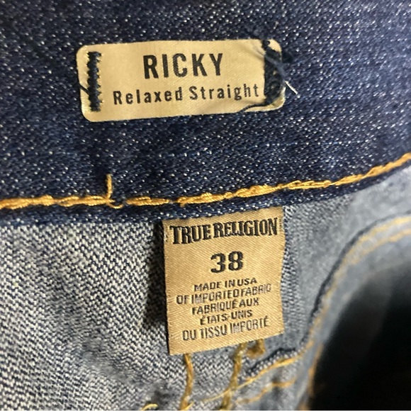 True Religion Ricky Super T Relaxed Straight dark contrast stitching size 38 - Picture 14 of 16